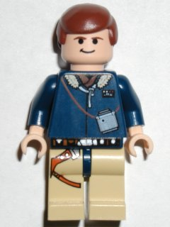 LEGO Minifigure -- Han Solo, Tan Legs, Reddish Brown Male Hair (Falcon redesign, Light Flesh)-Star Wars -- sw081 -- Creative Brick Builders